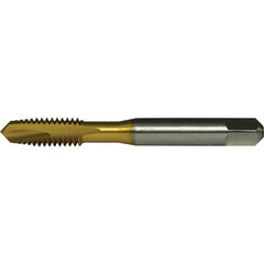 Greenfield Threading - #10-32 UNF2-Flute TiN Finish High Speed Steel Spiral Point Tap - Exact Tooling