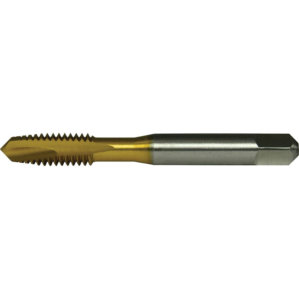 Greenfield Threading - #10-24 UNC Class 2B 2-Flute TiN Finish High Speed Steel Spiral Point Tap - Exact Tooling