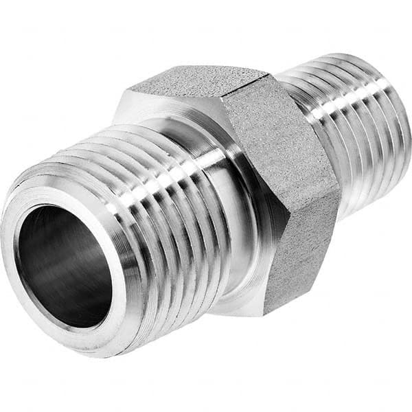USA Sealing - 1/4 x 1/8" 316 Stainless Steel Pipe Reducing Hex Nipple - Exact Tooling