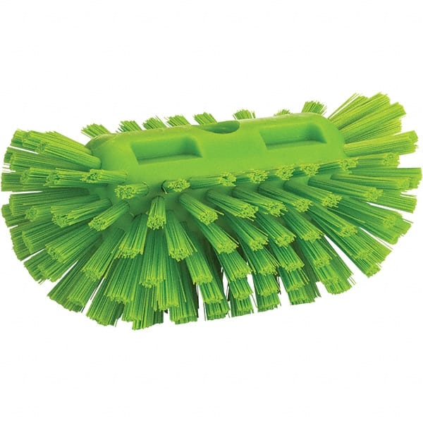 Vikan - 1-1/2" Bristle Length, Polyester Utility Scrub Brush - 8" Long x 5-1/2" Wide Head, 8" OAL, Green, Polypropylene Block - Exact Tooling