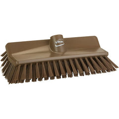 Vikan - 1-1/2" Bristle Length, Polyester Cleaning & Finishing Brush - 9-5/8" Long x 5" Wide Head, 9.6" OAL, Brown, Polypropylene Block - Exact Tooling