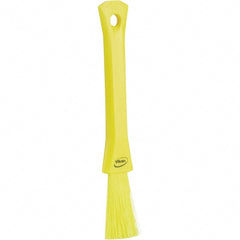 Vikan - 2-1/4" Bristle Length, Polyester Detail Brush - 1-1/4" Long x 0.4" Wide Head, 8.07" OAL, Ergonomic Handle, Yellow, Polypropylene Block - Exact Tooling