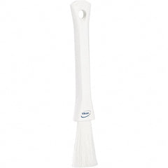 Vikan - 2-1/4" Bristle Length, Polyester Detail Brush - 1-1/4" Long x 0.4" Wide Head, 8.07" OAL, Ergonomic Handle, White, Polypropylene Block - Exact Tooling