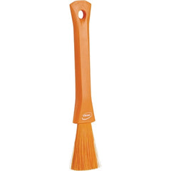 Vikan - 2-1/4" Bristle Length, Polyester Detail Brush - 1-1/4" Long x 0.4" Wide Head, 8.07" OAL, Ergonomic Handle, Orange, Polypropylene Block - Exact Tooling