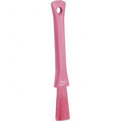 Vikan - 2-1/4" Bristle Length, Polyester Detail Brush - 1-1/4" Long x 0.4" Wide Head, 8.07" OAL, Ergonomic Handle, Pink, Polypropylene Block - Exact Tooling