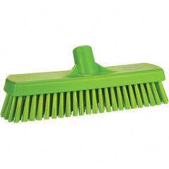Vikan - 1.7" Bristle Length, Polyester Scrub Brush - 11-1/4" Long x 3" Wide Head, 11-1/4" OAL, Green, Polypropylene Block - Exact Tooling