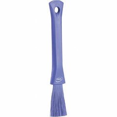 Vikan - 2-1/4" Bristle Length, Polyester Detail Brush - 1-1/4" Long x 0.4" Wide Head, 8.07" OAL, Ergonomic Handle, Purple, Polypropylene Block - Exact Tooling