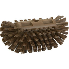 Vikan - 1-1/2" Bristle Length, Polyester Utility Scrub Brush - 8" Long x 5-1/2" Wide Head, 8" OAL, Brown, Polypropylene Block - Exact Tooling
