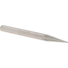 M.A. Ford - 1/8" Cut Diam, 1/8" Shank Diam, Cone Head Double Cut Burr - Carbide, Point End, 7/16" LOC, 1-1/2" OAL - Exact Tooling