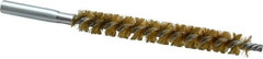 Schaefer Brush - 4" Brush Length, 1/2" Diam, Double Stem, Single Spiral Tube Brush - 6-1/4" Long, Brass, 12-24 Female Connection - Exact Tooling