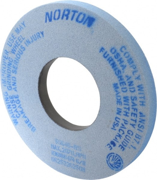 Norton - 12" Diam x 5" Hole x 1" Thick, I Hardness, 46 Grit Surface Grinding Wheel - Ceramic, Type 1, Coarse Grade, 2,070 Max RPM, Vitrified Bond, No Recess - Exact Tooling