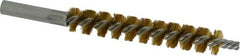 Schaefer Brush - 4" Brush Length, 5/8" Diam, Double Stem, Single Spiral Tube Brush - 6-1/4" Long, Brass, 12-24 Female Connection - Exact Tooling