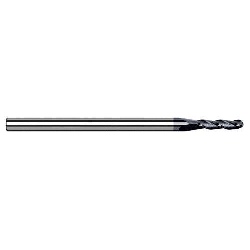 0.8 mm Dia. × 4 mm Shank × 2.4 mm DOC × 50 mm OAL, Carbide AlTiN, 3 Flute, Ballnose End Mill - Exact Tooling