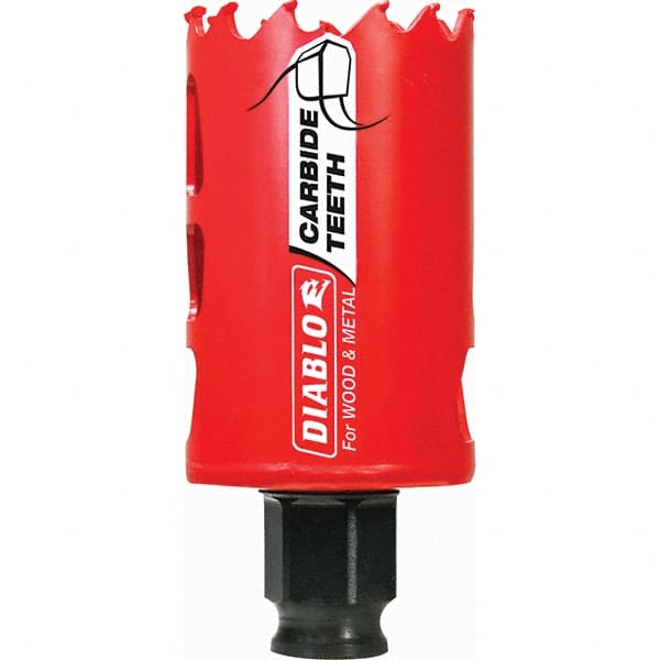 Freud - 1-5/8" Diam, 2-3/8" Cutting Depth, Hole Saw with Mandrel - Carbide-Tipped Saw, Toothed Edge - Exact Tooling