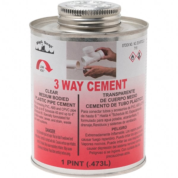 Black Swan - 1 Pt Medium Bodied Cement - Clear, Use with ABS, PVC & CPVC up to 6" Diam - Exact Tooling