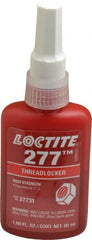 Loctite - 50 mL Bottle, Red, High Strength Liquid Threadlocker - Series 277, 24 hr Full Cure Time, Hand Tool, Heat Removal - Exact Tooling