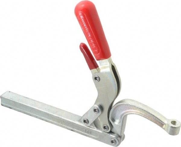 De-Sta-Co - 3558.58 N Load Capacity, 2.72" Throat Depth, 10.86" OAL, Carbon Steel, Hold Down Plier Clamp - M10 Spindle, Red Handle, Spindle End - Exact Tooling