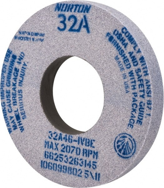 Norton - 12" Diam x 5" Hole x 1-1/2" Thick, I Hardness, 46 Grit Surface Grinding Wheel - Aluminum Oxide, Type 1, Coarse Grade, 2,070 Max RPM, Vitrified Bond, No Recess - Exact Tooling
