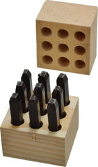 Made in USA - 9 Piece, 1/8" Character Steel Stamp Set - Exact Tooling