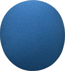 Norton - 12" Diam, 40 Grit Zirconia Alumina Adhesive PSA Disc - Very Coarse, Blue, Y Weighted Cloth Backing, Flexible - Exact Tooling