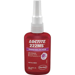 Loctite - 50 mL Bottle, Purple, Low Strength Liquid Threadlocker - Series 222, 24 hr Full Cure Time, Hand Tool Removal - Exact Tooling