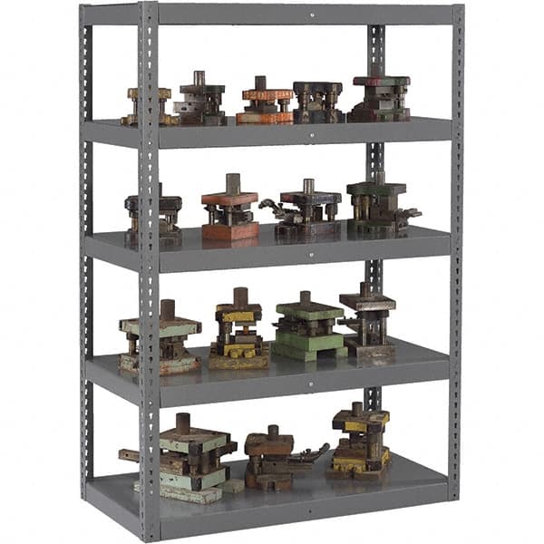 Tennsco - 5 Shelf Heavy-Duty Open Steel Shelving - 36" Wide x 84" High x 18" Deep, Medium Gray - Exact Tooling