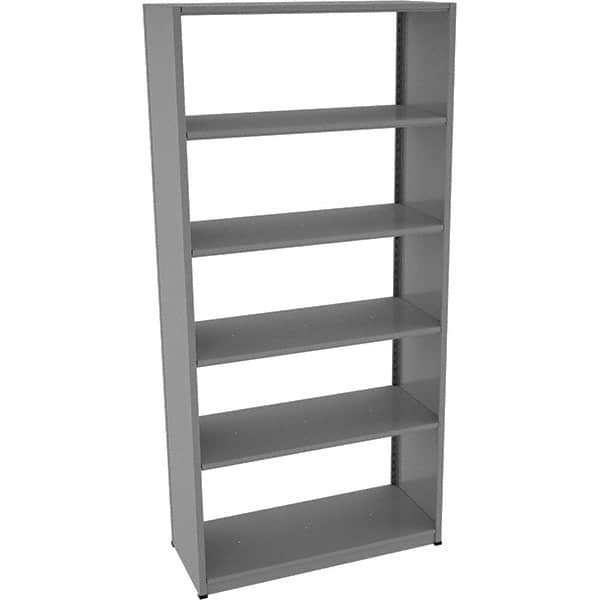Tennsco - 6 Shelf Starter Open Steel Shelving - 42" Wide x 88" High x 18" Deep, Medium Gray - Exact Tooling