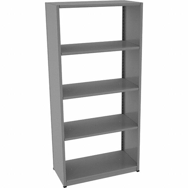 Tennsco - 5 Shelf Starter Open Steel Shelving - 36" Wide x 76" High x 18" Deep, Medium Gray - Exact Tooling