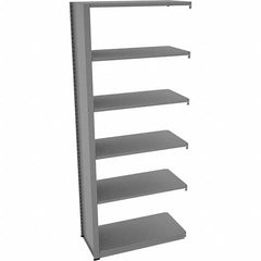 Tennsco - 6 Shelf Add-On Open Steel Shelving - 36" Wide x 88" High x 18" Deep, Medium Gray - Exact Tooling