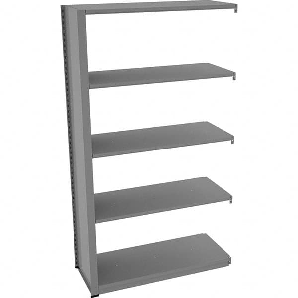 Tennsco - 5 Shelf Add-On Open Steel Shelving - 42" Wide x 76" High x 18" Deep, Medium Gray - Exact Tooling