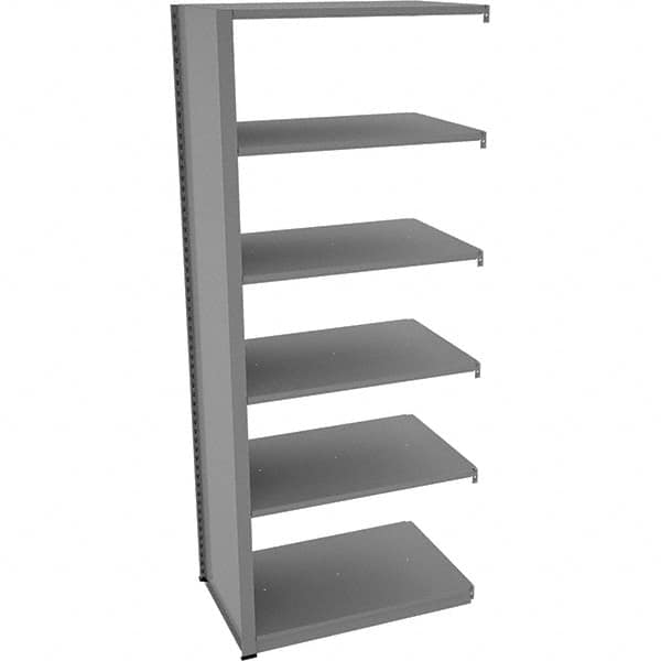 Tennsco - 6 Shelf Add-On Open Steel Shelving - 36" Wide x 88" High x 24" Deep, Medium Gray - Exact Tooling