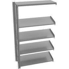 Tennsco - 5 Shelf Add-On Flat Slope Open Steel Shelving - 48" Wide x 84" High x 24" Deep, Medium Gray - Exact Tooling