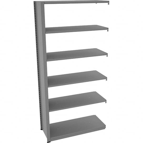 Tennsco - 6 Shelf Add-On Open Steel Shelving - 42" Wide x 88" High x 18" Deep, Medium Gray - Exact Tooling