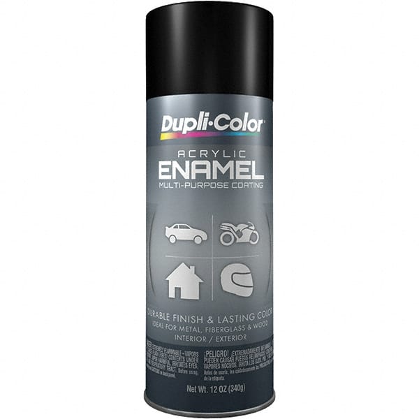 Dupli-Color - Black, Semi Gloss, Acrylic Enamel Spray Paint - 12 to 14 Sq Ft per Can, 12 oz Container - Exact Tooling