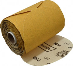 Norton - 5" Diam, 100 Grit Aluminum Oxide Adhesive PSA Disc - Medium Grade, Gold, C Weighted Backing, Flexible - Exact Tooling