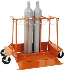 Made in USA - 1,500 Lb Capacity 42" OAH Cylinder Truck - Push Handle, Steel - Exact Tooling