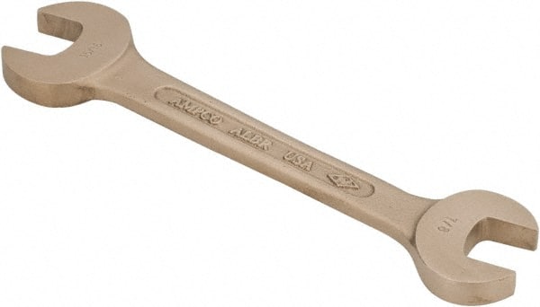 Ampco - 7/8" x 15/16" Nonsparking Open End Wrench - 9" OAL, Double End, Plain Finish, 15° Head Angle - Exact Tooling