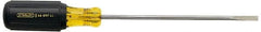 Stanley - 3/16" Blade Width, 9-3/4" OAL Cabinet Slotted Screwdriver - 6" Blade Length, Round Shank, Acetate with Rubber Grip Handle - Exact Tooling