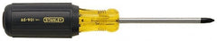 Stanley - #2, 8-1/2" OAL, Standard Phillips Screwdriver - 4" Blade Length, Round Shank, Acetate with Rubber Grip Handle - Exact Tooling