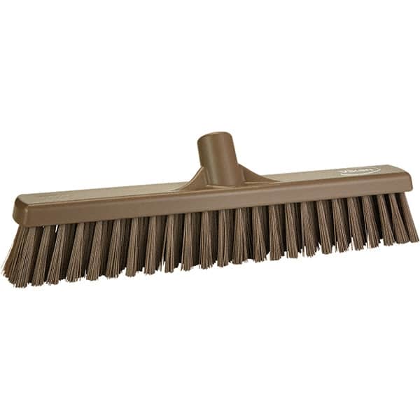 Vikan - 16" Fine Particle Polyester Push Broom - 2" Bristle Length, Plastic Block, European Threaded Handle Connection, Handle Sold Separately - Exact Tooling