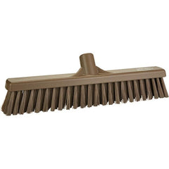 Vikan - 16" Fine Particle Polyester Push Broom - 2" Bristle Length, Plastic Block, European Threaded Handle Connection, Handle Sold Separately - Exact Tooling