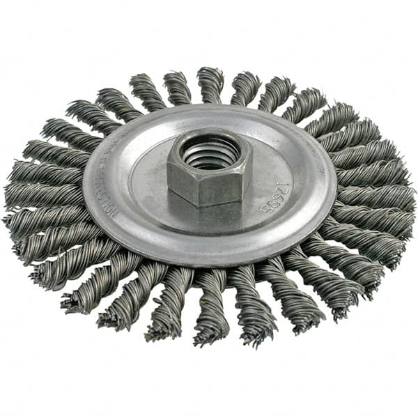 Brush Research Mfg. - 4-1/2" OD, 5/8-11 Arbor Hole, Stringer Bead Carbon Wheel Brush - 3/16" Face Width, 13/16" Trim Length, 9,000 RPM - Exact Tooling