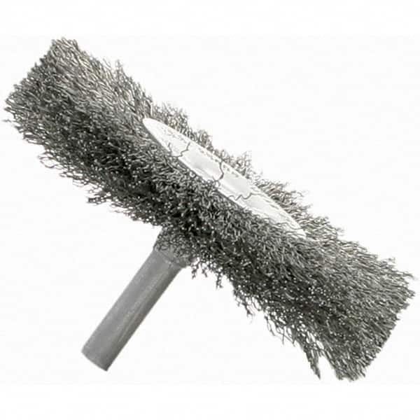 Brush Research Mfg. - 1-1/2" OD, Crimped Stainless Steel Wheel Brush - 1/4" Face Width, 1/4" Trim Length, 25,000 RPM - Exact Tooling
