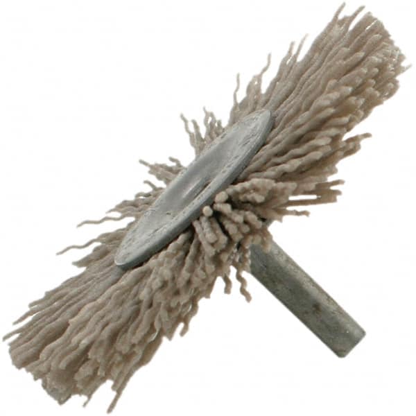 Brush Research Mfg. - 2-1/2" OD, Crimped Abrasive Nylon Wheel Brush - 7/16" Face Width, 11/16" Trim Length, 25,000 RPM - Exact Tooling