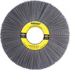 Brush Research Mfg. - 8" OD, 2" Arbor Hole, Crimped Abrasive Nylon Wheel Brush - 1/2" Face Width, 2-1/2" Trim Length, 3,600 RPM - Exact Tooling
