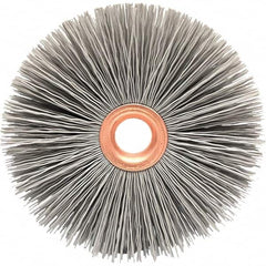 Brush Research Mfg. - 3" OD, 1/2" Arbor Hole, Crimped Abrasive Nylon Wheel Brush - 1/2" Face Width, 1" Trim Length, 20,000 RPM - Exact Tooling