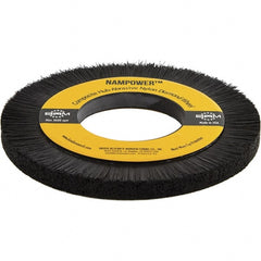 Brush Research Mfg. - 7-7/8" OD, 3-1/4" Arbor Hole, Crimped Abrasive Nylon Wheel Brush - 0.394" Face Width, 1.1811" Trim Length, 3,600 RPM - Exact Tooling
