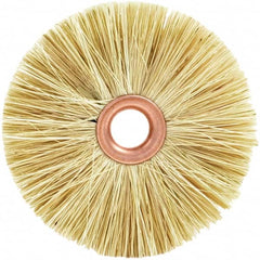 Brush Research Mfg. - 2" OD, 1/2" Arbor Hole, Crimped Tampico Wheel Brush - 3/8" Face Width, 9/16" Trim Length, 20,000 RPM - Exact Tooling