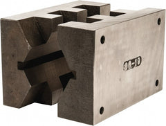 Heinrich - 6" Wide, V-Groove Vise Jaw - Ductile Iron, Fixed Jaw, Compatible with DA-6600-SC Vises - Exact Tooling