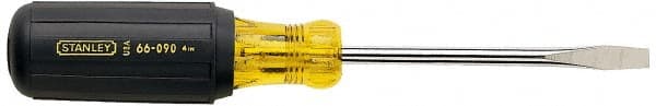 Stanley - 3/8" Blade Width, 13-3/8" OAL Standard Slotted Screwdriver - 8" Blade Length, Round Shank, Acetate with Rubber Grip Handle - Exact Tooling